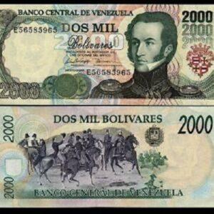 VENEZUELA 2000 BOLIVARS P77 1998 UNC