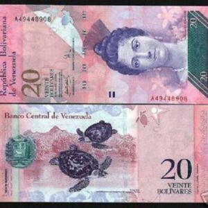 VENEZUELA 20 BOLIVARES P91 2007 UNC