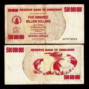 ZIMBABWE 500000000 DOLLARS P60 2008