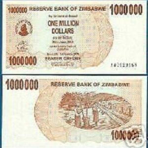 ZIMBABWE 1000000 DOLLARS P53 2008 UNC