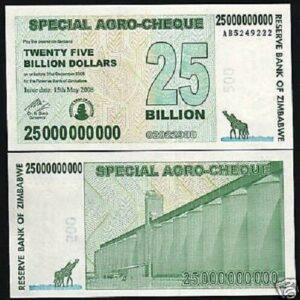 ZIMBABWE 25000000000 P62 2008 UNC