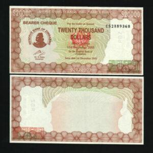 ZIMBABWE 20000 DOLLARS P23 2003 UNC