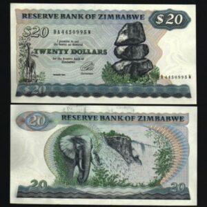 ZIMBABWE 20 DOLLARS P4 1994 UNC