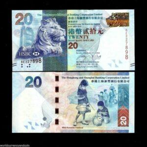 HONG KONG 20 DOLLARS P212 2010 UNC